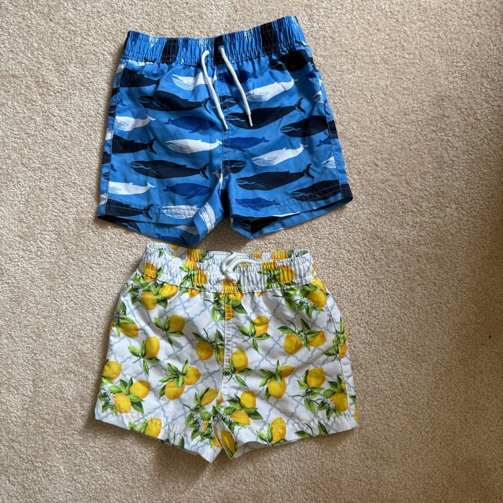 Janie and Jack Blue and Yellow Patterned Swim Trunks